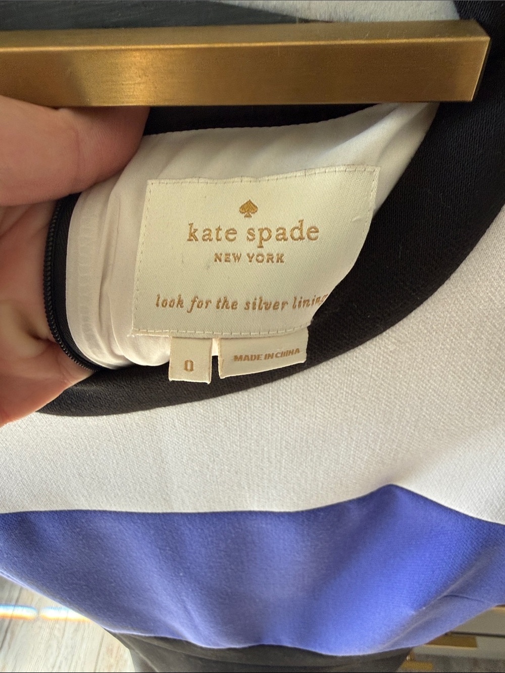 kate spade White, Blue & Black Colorblock Fit-and-Flare Mini Dress - Picture 2 of 8